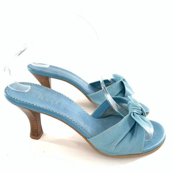 Franco sarto womens heels size 7 blue leather vintage y2k 90s bow - Picture 1 of 15